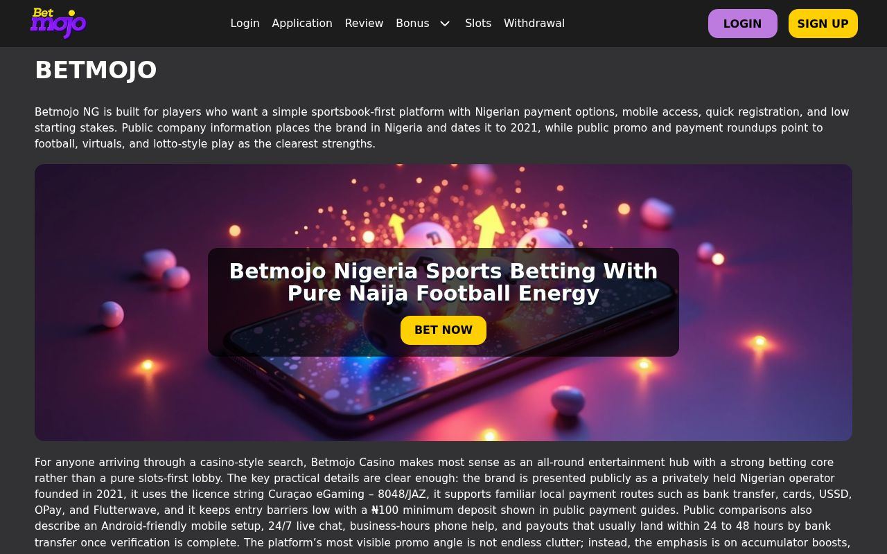 Betmojo: Betmojo Nigeria: Sports Betting and Casino from ₦100 Deposit